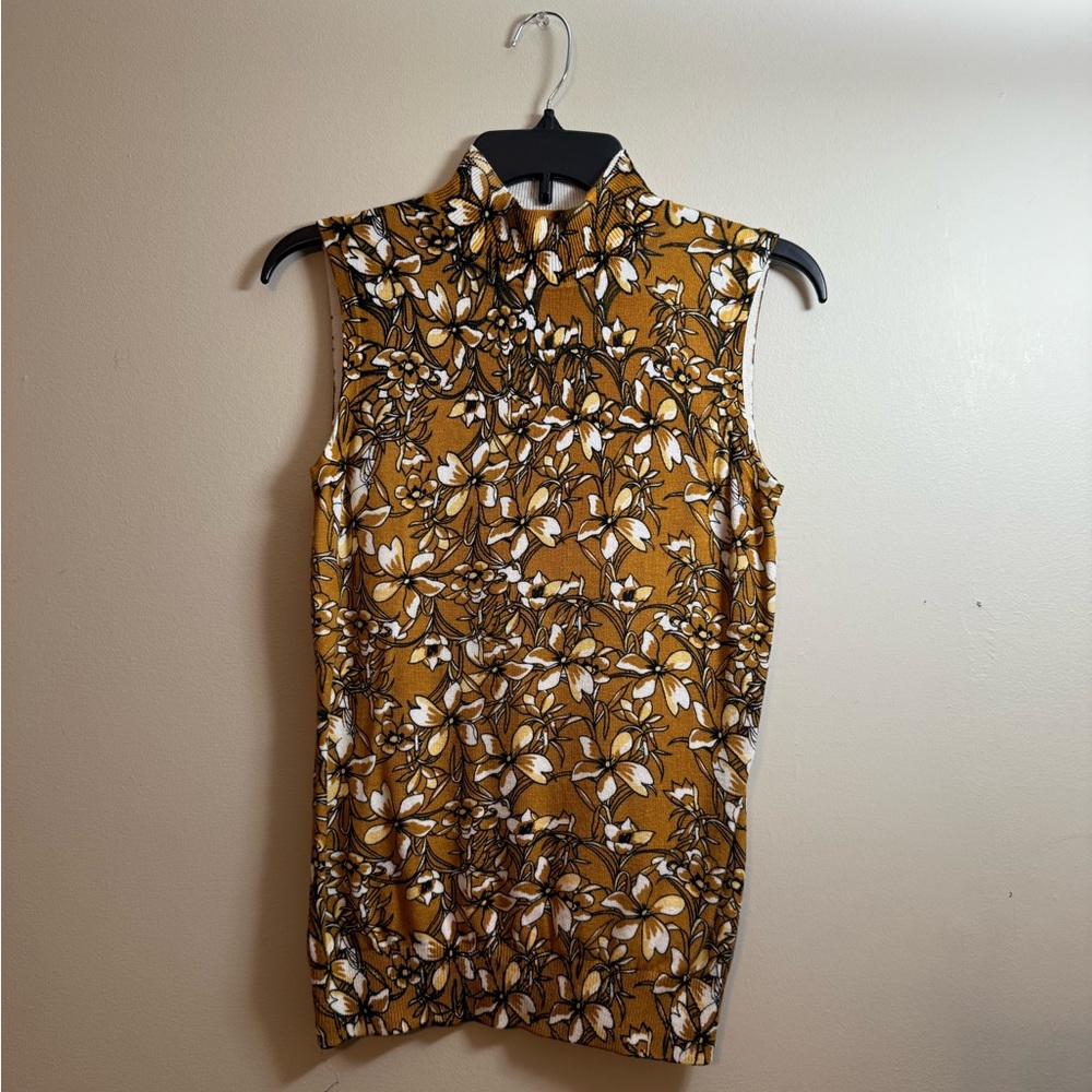 Mustard Floral Mock Neck Blouse💛